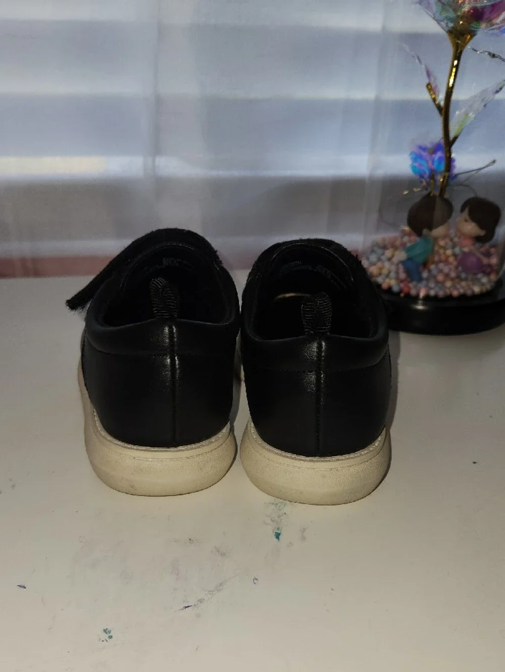 wonder nation Black Velcro Dress Sneakers with White Sole